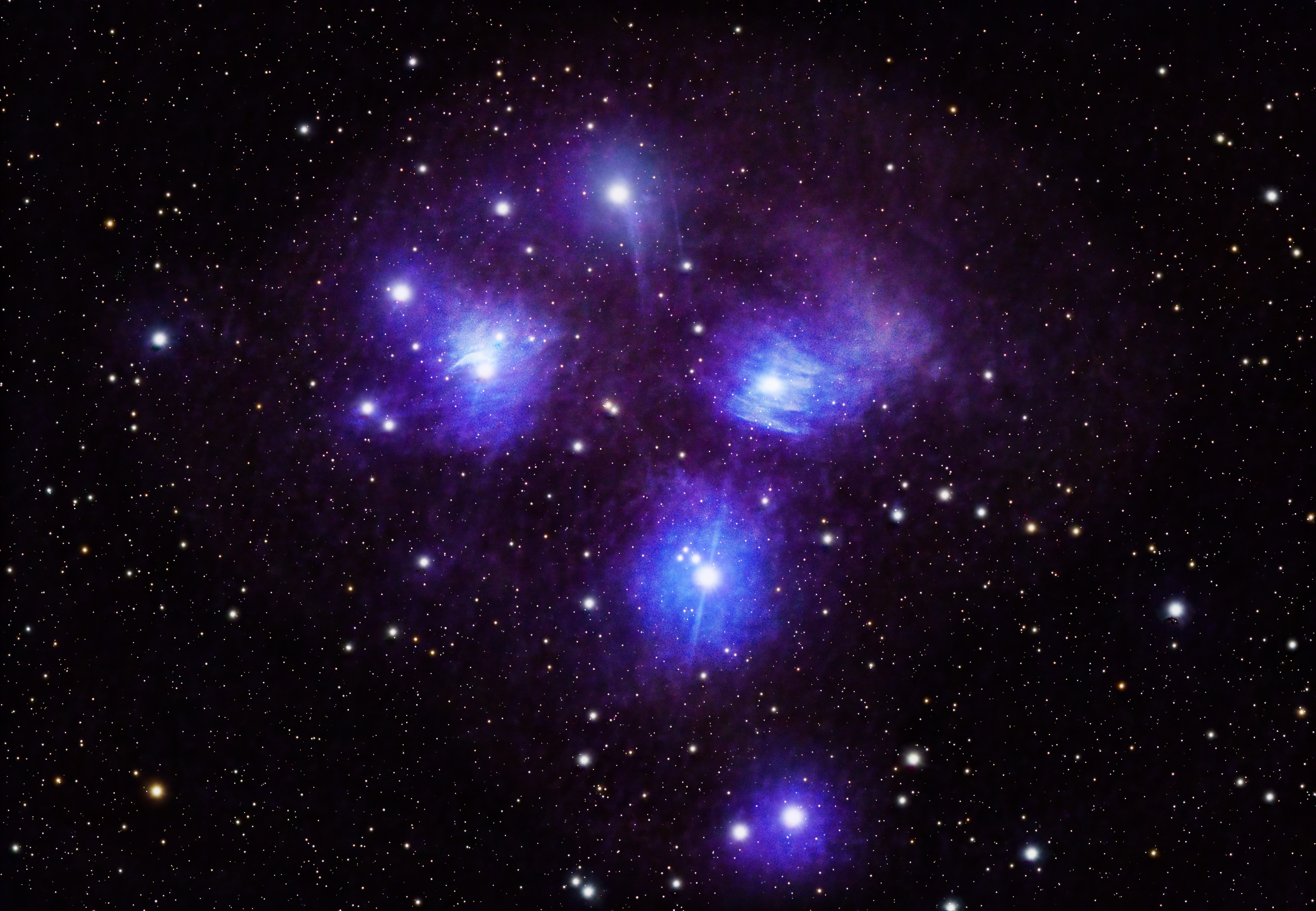 Pleiades combination image over multiple nights stacked together