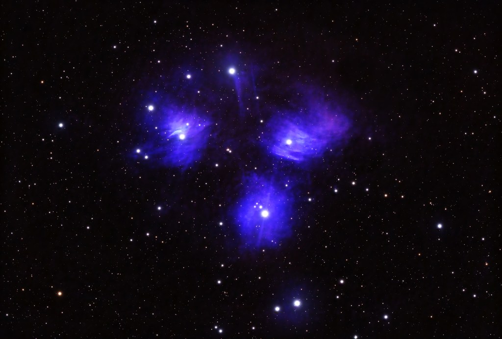 Pleiades after 2.5 hours of exposure